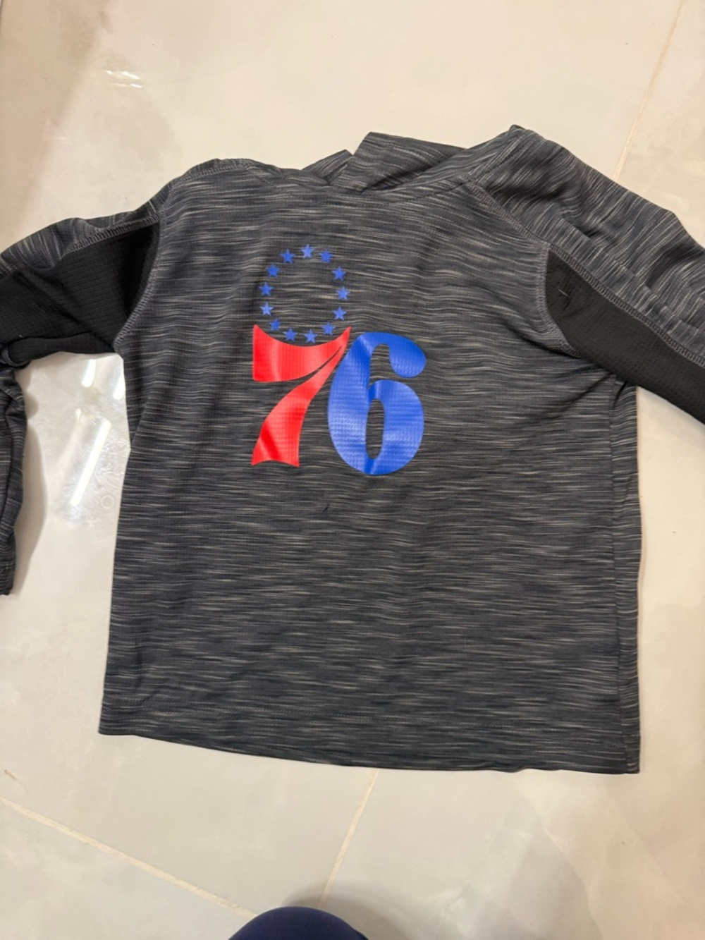 NBA Kids 76 Activewear Hoodie - Charcoal Gray with Red & Blue Graphic 4/5